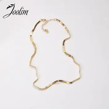Joolim תכשיטים הסיטוניים עמיד למים &לא דוהה אופנה קיפול רחב נחש שרשרת לנשים