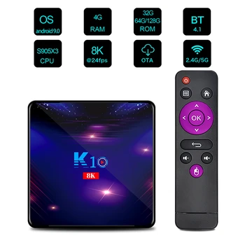 K10 S905X3 Smart TV Box Android 9.0 4K HD-Google Play 4G Wifi Bluetooth תואם-4.1 מקלט Media Player HDR 64GB הטלוויזיה BOX