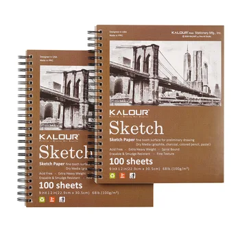 KALOUR ספר סקיצה 2-pack 9X12 ס מ 100-עמודים כל ספר סקיצה מקצועית אמנות הציור סקיצה ציור אמנות הספר לציוד משרדי