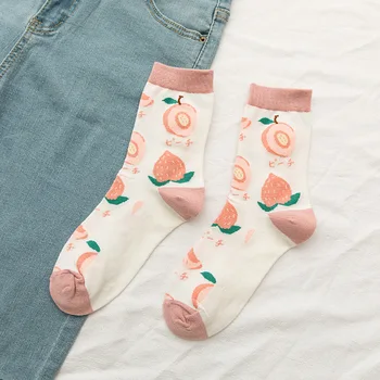 Kawaii מצחיק פירות נשים גרביים Harajuku הצבעוני חמוד הצוות גרביים אישה כותנה Instagram תלמיד פירות גרבי כותנה