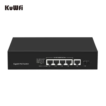 KuWFi 6 יציאות POE מתג Gigabit Ethernet Network Switch סטנדרטיים RJ45 יציאת IEEE 802.3 af/ב על פו מצלמות