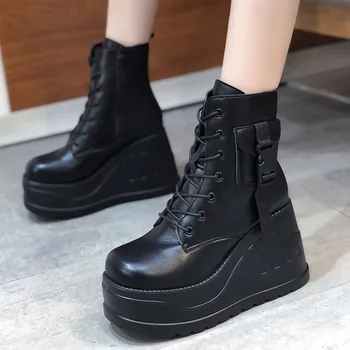 LapoLaka אופנה Sapato Feminino פלחי סופר עקב גבוה עם פלטפורמה גבוהה 2021 סתיו שחור קלאסי אישה נעלי גודל גדול 43