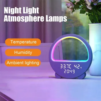 LED בקרת יישום לילה לאור מנורות אווירה דיגיטלי שעון מעורר רמקול מטען אלחוטי ילדים לישון קישוט חדר השינה למכירה