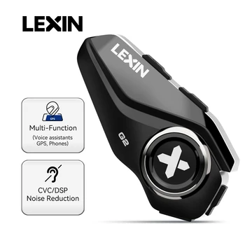 LEXIN אופנוע אינטרקום Bluetooth הקסדה אוזניות כפתור גדול ועיצוב עד זוג 6 רוכבים,להחלפה דפוס פגז ,DSP