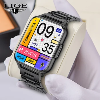 LIGE השעונים החכמים טמפרטורת הגוף קצב הלב החמצן בדם חיוג טפט ספורט כושר גשש IP68, עמיד למים חדש Smartwatch
