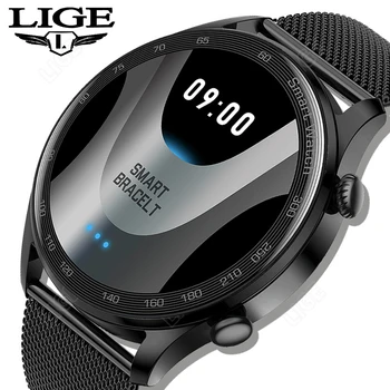 LlGE Bluetooth חיוג שעון חכם גברים צבע מסך מגע מלא IP67 עמיד למים מקודד כושר גשש חכם שעון Smartwatch