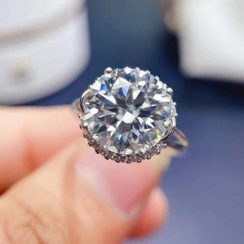 MeiBaPJ 5 קראט לבן Moissanite טבעת יהלום עבור נשים 925 כסף סטרלינג בסדר תכשיטים לחתונה
