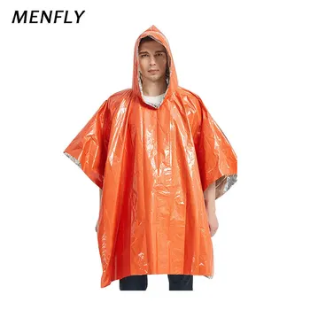 MENFLY חירום שמיכה תרמית מעיל גשם נייד הישרדות פונצ ' ו גשם קמפינג נסיעות מתקפלים בטיחות ערכת עזרה ראשונה לטיולים