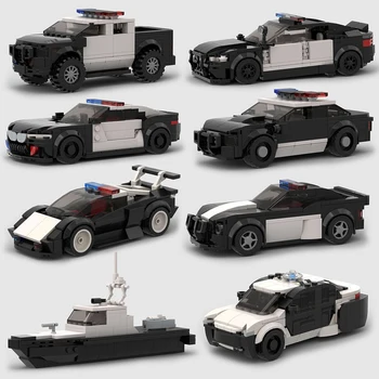 MOC המשטרה בעיר סט מכוניות M5 M8 PT הסירה מודל אבני הבניין להגן על עיר רכב החילוץ לבנים צעצועי DIY מתנות לילדים בנים