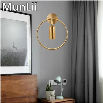 MunLii E27 מנורת קיר מתכת מלאה תאורה פנימית אחת מקור אור גליל אלקטרוליטי המלתחה בחנות ראווה הזרקורים.