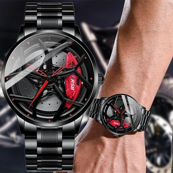 NIBOSI מכונית חדשה חישוק גלגל רכזת השעון עמיד למים יצירתיים שעונים לגברים עיצוב מותאם אישית מכונית סופר רים שעונים Relogio Masculino