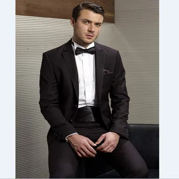 NoEnName_Null בהזמנה אישית השושבינים החתן חליפות גברים חליפה 2017 החתונה האיש הכי מתאים (ז ' קט+מכנסיים+עניבה+ממחטה+מחוך)