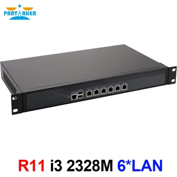 Partaker R11 חומת האש VPN 1U Rackmount רשת ביטחון מכשיר עם הנתב מחשב Intel Core I3 2328M 6 Intel Gigabit Lan