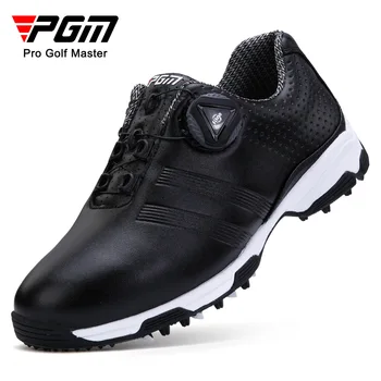 PGM גולף נשים נעליים עמיד למים, קל משקל ידית אבזם שרוך נעלי נשים לנשימה החלקה נעלי ספורט נעליים שחורות XZ115