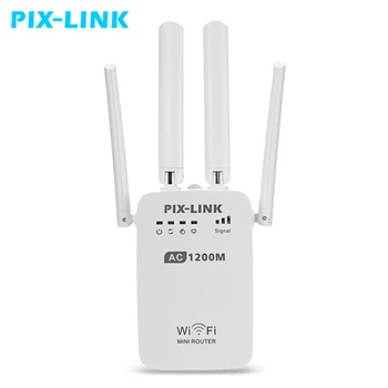 PIXLINK AC1200 WIFI מהדר נתב נקודת גישה אלחוטית 1200Mbps טווח Extender אות WiFi מגבר חיצוני 4 אנטנות AC05