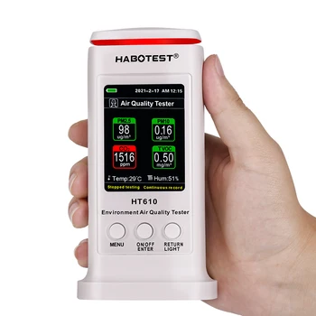 PM2.5 PM10 TVOC פחמן דו-חמצני מקצועי האוויר חיישן מנתח סביבה חיצונית איכות האוויר Habotest HT610 הבוחן אובך מטר