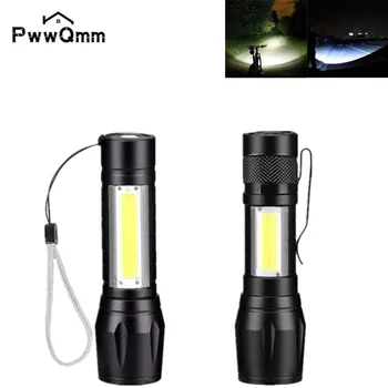 PwwQmm נייד USB פנס LED XPE קלח פנס עם 3 מצבי נטענת זום פנס אור קמפינג עמיד למים אור