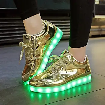 RayZing זהב הוביל נעלי יוניסקס גודל 35-44 אופנה אור גברים באיכות גבוהה נעליים מזדמנים נעלי טניס חיצוני נסיעות לרקוד Led