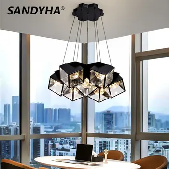 SANDYHA נורדי זכוכית הכדור עיצוב נברשת עבור מטבח פינת אוכל סלון עיצוב הבית מקורה יניקה יוקרה כוכב תלוי אורות