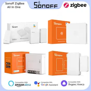 SONOFF SNZB-01 מתג Zigbee גשר PIR SNZB-04 DW חיישן טמפרטורה & לחות גלאי eWeLink עובד עם אלקסה Google