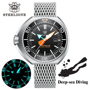 STEELDIVE יוקרה מכאני שעון יד SD1985 שמאל הכתר 120Bar עמיד למים קרמיקה לוח שוויצרי זוהר קשוח צולל שעונים