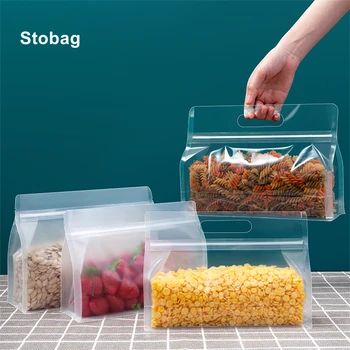 StoBag 50pcs לאריזות מזון בשקיות Ziplock שקוף לעמוד אטום נייד מתנה ממתק אגוזים אחסון לשימוש חוזר שקיות Zip