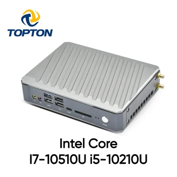Topton מחוספס Mini Pc Intel Core I7-10510U i5-10210U מלא סגסוגת אלומיניום גיימר מחשב HDMI2.0a DP1.2 2*מסך 4K HDR הטלוויזיה Box