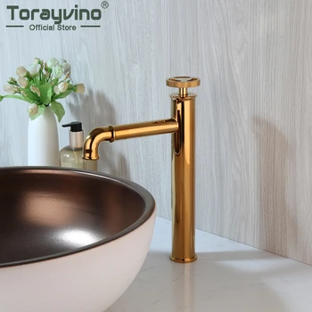 Torayvino זהב תעשייתי צינור הברז בשירותים הסיפון רכוב אגן הכיור ברזים שחור מט יחיד חור & להתמודד עם מערבל מים מהברז