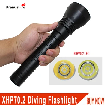 Uranusfire xhp70.2 פנס צלילה 5000 לומן LED 26650 סוללה האור מתחת למים עמיד למים המנורה גרסה חדשה של xhp70