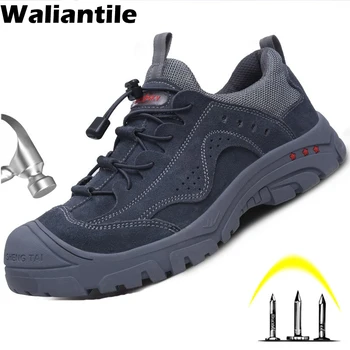 Waliantile מגן נעלי בטיחות עבור גברים תעשייתי ניקוב הוכחה אנטי-ניפוץ מגפי עבודה בוהן פלדה בלתי ניתנת להריסה נעליים