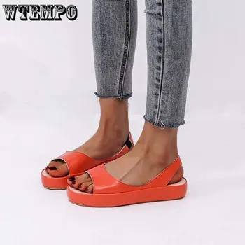 WTEMPO הקיץ גודל גדול של נשים סנדלי אופנה פה של דג שטוח סנדלי נשים נעליים הסיטוניים Dropshipping