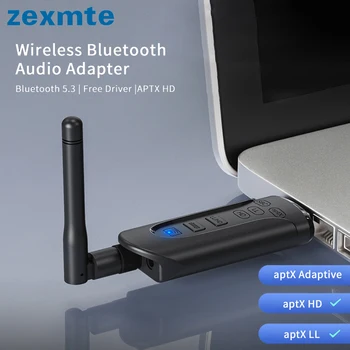 Zexmte Bluetooth 5.3 אודיו מתאם USB Bluetooth משדר Plug and Play עבור Windows/MAC/טלוויזיה/PS4/5 מתג APTX Dongle adaptador