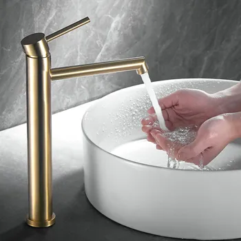 אגן ברזים מברשת זהב אמבטיה ברז ידית אחת אגן מיקסר ברז אמבטיה שחור אפור כרום ברז 304 SUS כיור מים קריין