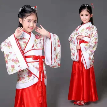 אדום לבן מסורתי Hanfu Cosplay בגדים שושלת טאנג הקיסרית השמלה נשים סינית עתיקה תלבושת תלבושת סינית לילדים