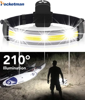 אולטרה בהיר COB LED פנס קמפינג עמיד למים פנס גבוהה לומן הראש לפיד עובד אור פנס לרכיבה על אופניים, דיג חיצוני