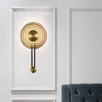 אור הקיר מודרני מינימליסטי שעון צורת המנורה מעצב קיר זכוכית אמנות המנורה בסלון רקע קיר אסתטי אורות