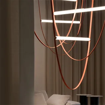 איטליה סקנדינביה אור תליון עור המנורה הנייחת השעיה הפוסט-מודרנית מעצבת מסעדה מדרגות אמנות תליון אור