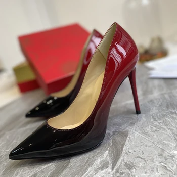 איכותי נשים עקבים גבוהים יוקרה גבירותיי אופנה קריסטל מנצנצים הבלעדי אדום נעלי רטרו קלאסי מעצב העקב גבוה 10 ס 