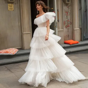 אלגנטי קו-שמלה לנשף קפלים שמלות ערב לנשים 2023 בהזמנה אישית כתף אחת לבן שמלת ערב לטקס סיום
