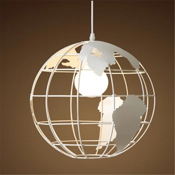 אמריקה מסעדה נברשות יצירתי בר קפה גלוב קישוט מנורה מברזל עגול מנורת משלוח חינם נורות LED