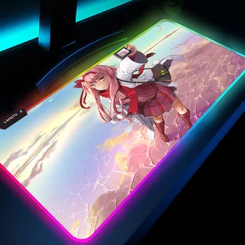 אפס שתיים LED פדים לעכבר גיימר ילדה אביזרים Kawaii השולחן משטח מקלדת משטח ההתקנה גיימר זוהר Mousepad RGB העכבר מחצלת Playmat