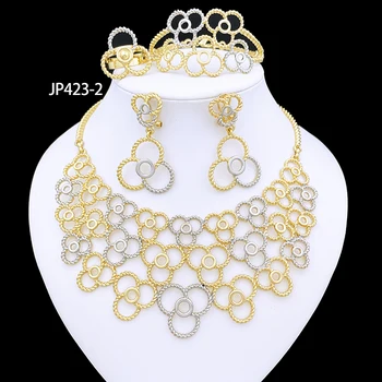 דובאי צבע זהב תכשיטים מגדיר עבור נשים 24K מצופה זהב שרשרת סט תכשיטים הסיטוניים מסיבת חתונה, מתנה