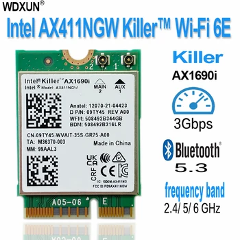 הגרזן 1690i Wi-Fi 6E AX411 מודיעין רוצח AX1690i WIFI 6E מהירות 2.4 Gbps בתקן 802.11 ax 2.4/5/6GHz Bluetooth 5.3 BT5.3 AX411NGW