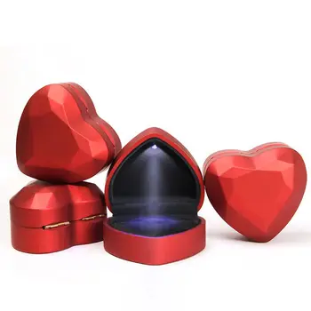 ההצעה אופנה קטיפה טבעת מחזיק בצורת לב אירוסין תכשיטים תצוגה אחסון קופסה של טבעת ארגונית