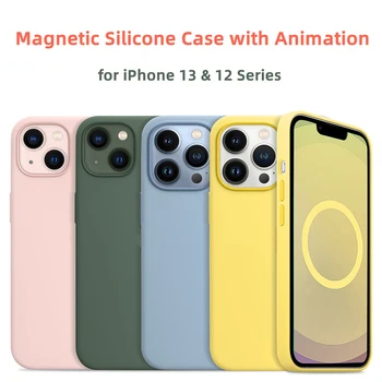המקורי של אפל Magsafe נוזל סיליקון מגנטי מקרה עבור iPhone 12 13 Pro מקס 13 מיני מקרים טעינה אלחוטית מלאה להגן על הכיסוי
