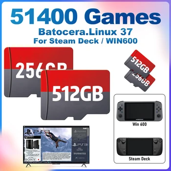 המשחקים TF כרטיס Steamdeck/Windows כף יד/מחשב, כרטיס זיכרון מובנה 51400+ משחקים&70+Emulators עבור PS3/PS2/אס/PS1/PSP/DC/מיים