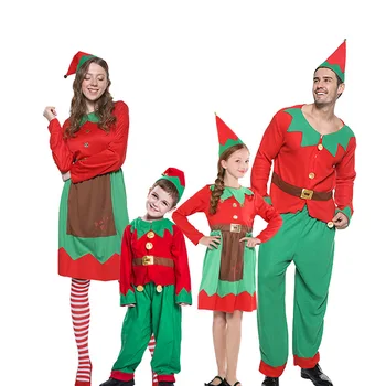 המשפחה מסיבת חג המולד שדון Cosplay תלבושות קבוצות למבוגרים ילדים פסטיבל חג המולד המפואר חג המולד שדון שילוב ביצועים השמלה
