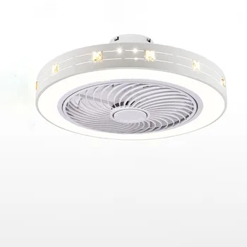התקרה מודרני אוהדים עם אורות לבנים ברזל צבוע אקריליק מאוורר LED ניתן לעמעום אור חדר שינה סלון מאוורר המנורה שליטה מרחוק