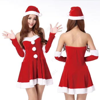 חג המולד סנטה סקסית Cosplay גברת סנטה קלאוס תלבושות נשים בוגרות חג המולד תלבושות בנות שמלת ערב חג המולד שמלות תחפושות
