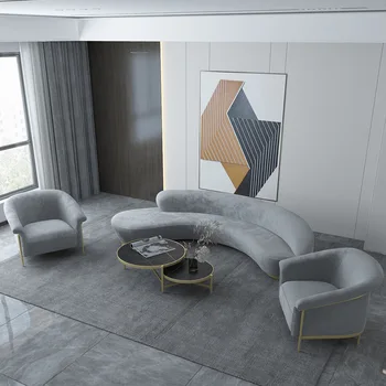 חד פעמי טכנולוגיית בד ספה מודרנית מלון מיוחד בצורת רב-מושב משולב מעוקל הספה